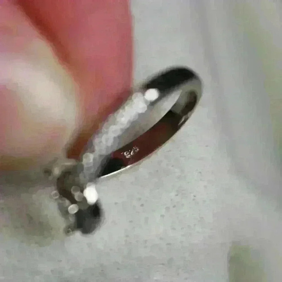 925 STAMP Sterling Silver Double Teardrop Cubic Zirconia Crystal Ring Size 6 - Picture 3 of 7